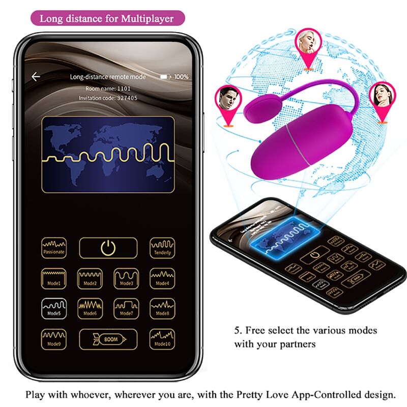 PRETTY LOVE - PURPLE APP-CONTROLLED NYMPH VIBRATING EGG