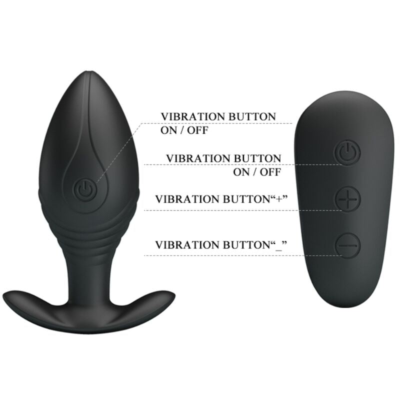 PRETTY LOVE - RECHARGEABLE REGINA ANAL PLUG VIBRATOR BLACK