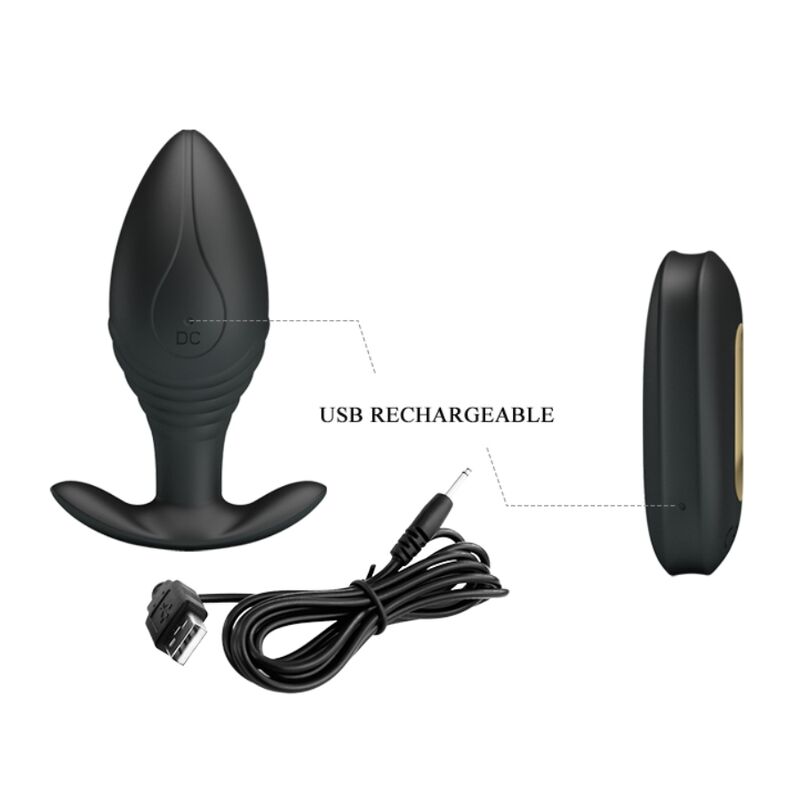 PRETTY LOVE - RECHARGEABLE REGINA ANAL PLUG VIBRATOR BLACK