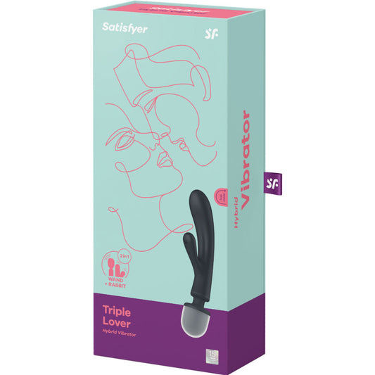 SATISFYER - MASAJEADOR VIBRADOR CONEJO TRIPLE LOVER ROSA