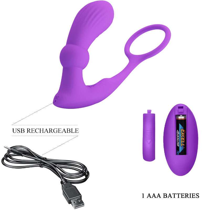 PRETTY LOVE - ANILLO WARREN Y VIBRADOR ANAL VIOLETA