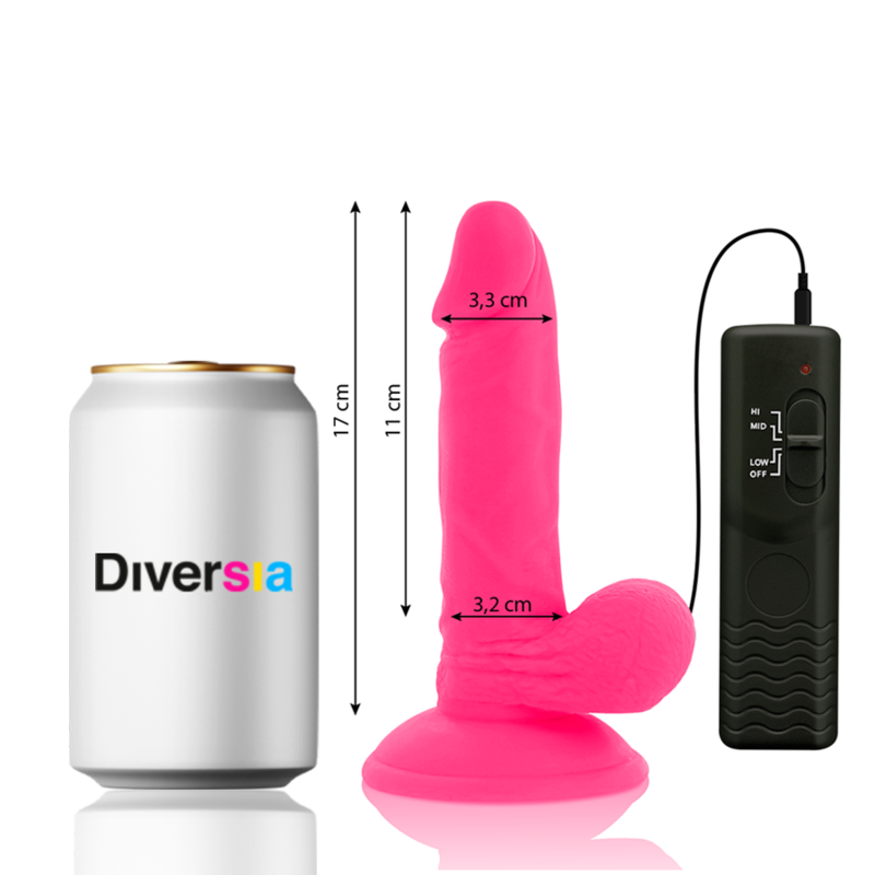 DIVERSIA - VIBRADOR FLEXIBLE ROSA 17 CM -O- 3.3 CM