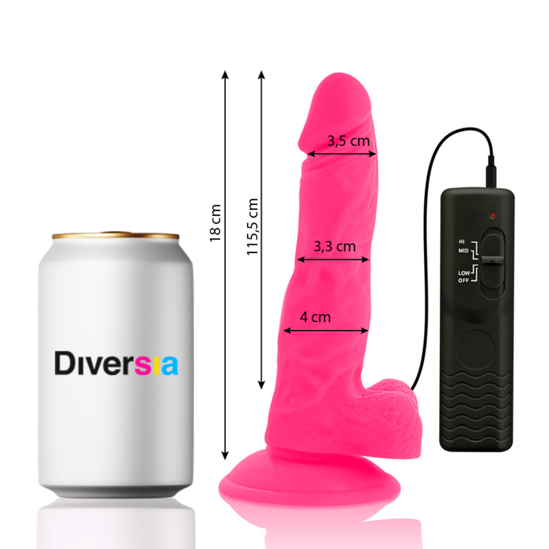 DIVERSIA - FLEXIBLE VIBRATOR DIVERSIA PINK 18 CM -O- 4 CM