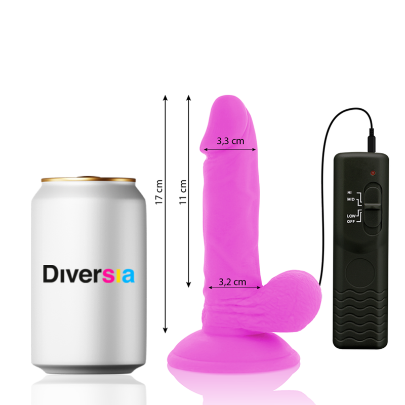 DIVERSIA - VIBRADOR FLEXIBLE MORADO 17 CM -O- 3.3 CM
