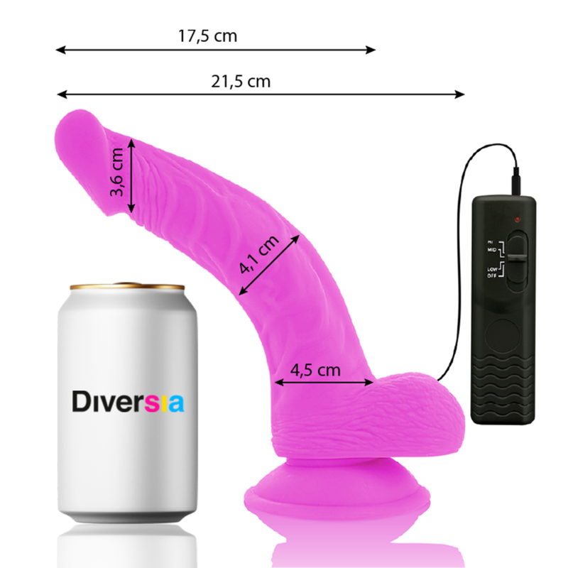 DIVERSIA - VIBRADOR FLEXIBLE DIVERSIA MORADO 21,5 CM -O- 4,5 CM
