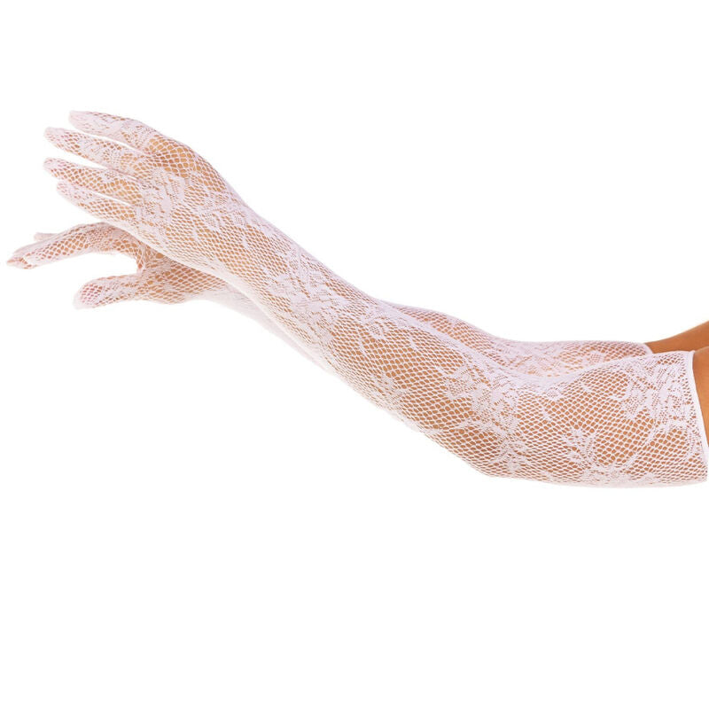 LEG AVENUE - GUANTES FLORALES ROJOS Y NEGROS