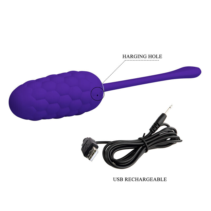 PRETTY LOVE - VIBRATING EGG WITH NAVY TEXTURE, RECHARGEABLE PURPLE