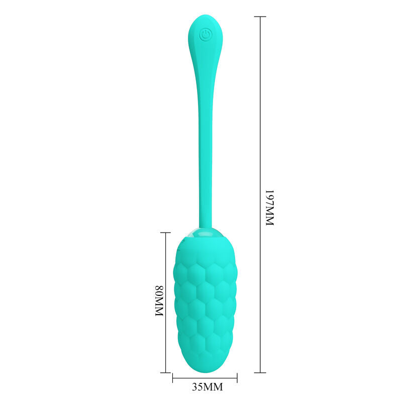 PRETTY LOVE - AQUA GREEN RECHARGEABLE MARINE TEXTURED VIBRATING EGG