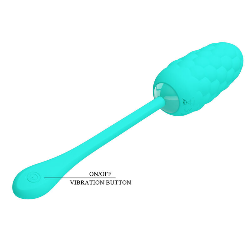 PRETTY LOVE - AQUA GREEN RECHARGEABLE MARINE TEXTURED VIBRATING EGG