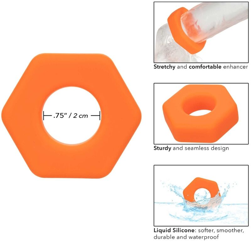 CALEXOTICS - ANILLO ALPHA PROLONGADOR SEXAGONAL NARANJA