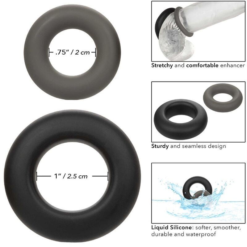 CALEXOTICS - ALPHA SET DE 2 ANILLOS PROLONGADOS GRIS