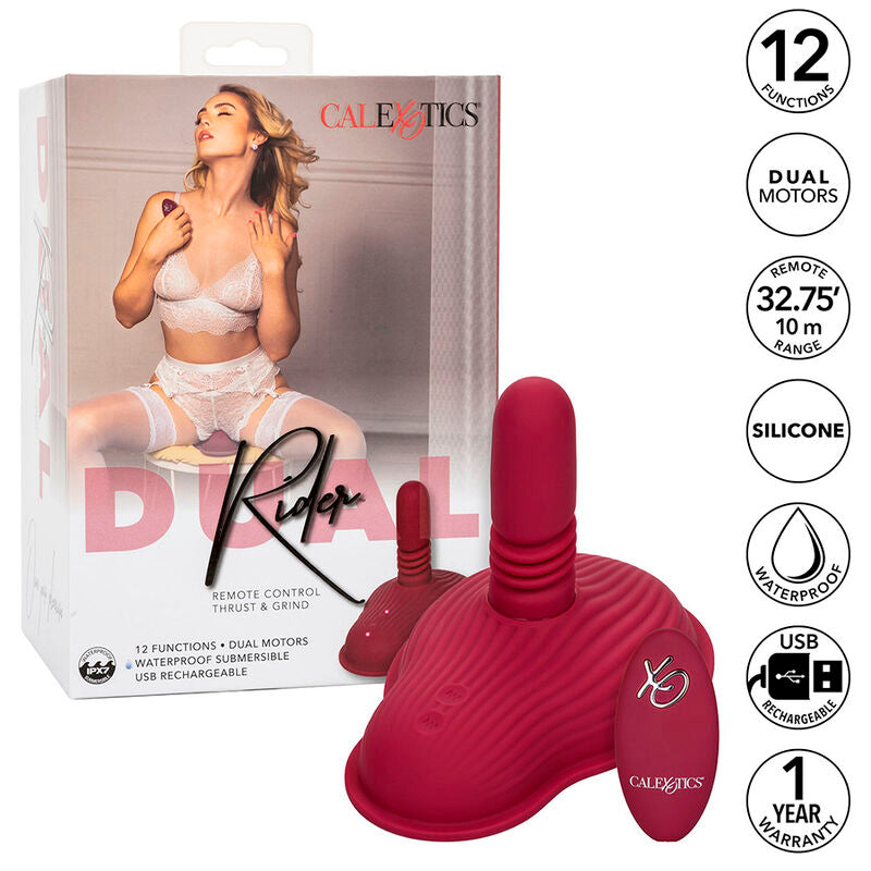 CALEXOTICS - MASAJEADOR DE PILOTO CON DOBLE MOTOR Y CONTROL REMOTO ROJO