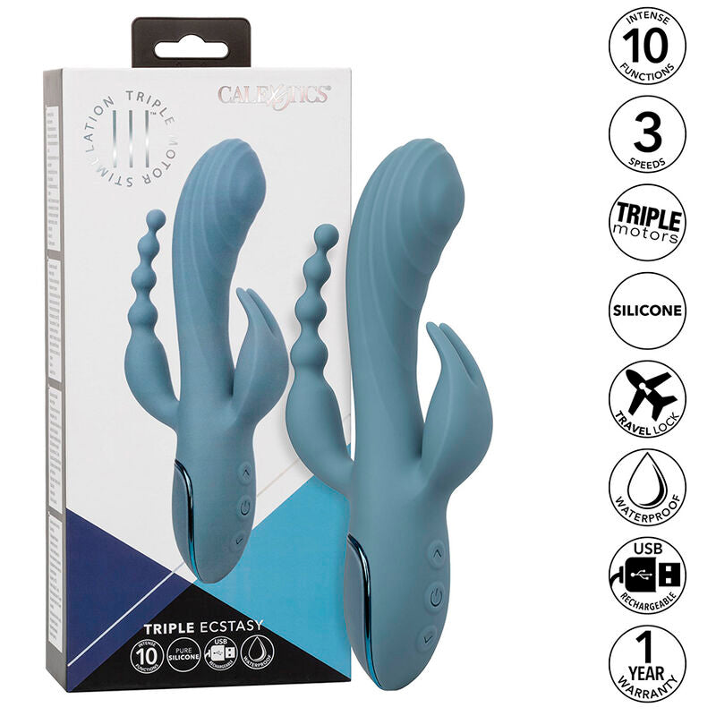 CALEXOTICS - GREY TRIPLE ECSTASY VIBRATOR