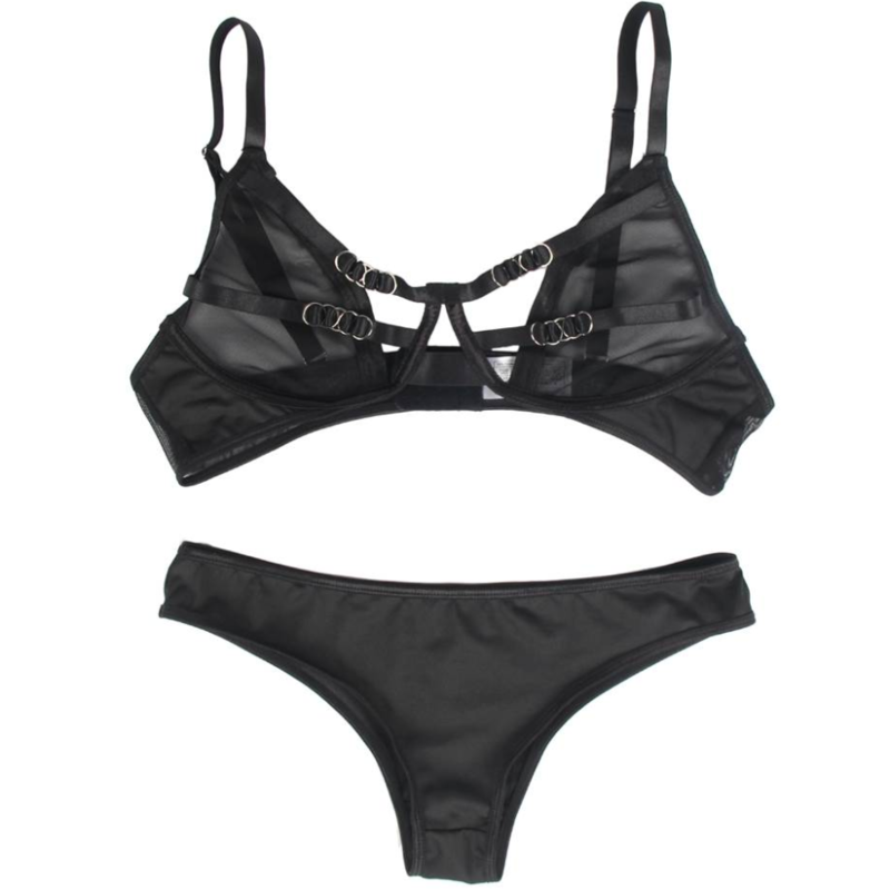 SUBBLIME - TWO-PIECE SET OF STRAPPY SHEAR BRA SIZE S/M