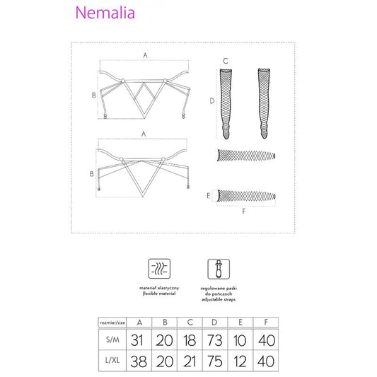 LIVCO CORSETTI FASHION - CONJUNTO DE LIGA + MEDIAS + GUANTES NEGROS NEMALIA