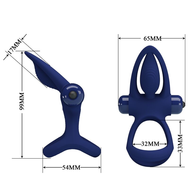 PRETTY LOVE - DOUBLE MAT RING WITH VIBRATION AND BLUE STIMULATOR