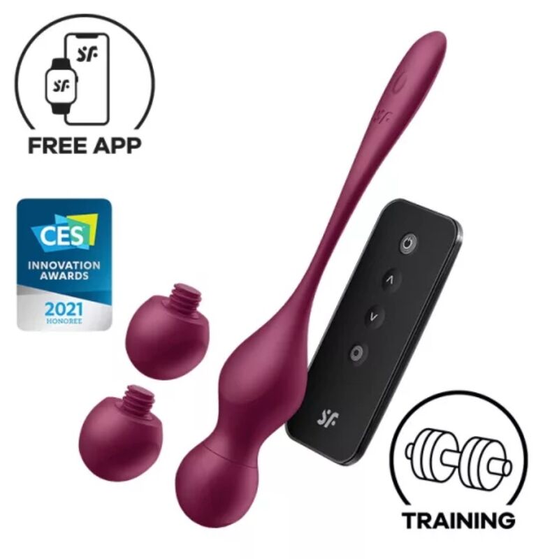 SATISFYER - LOVE BIRDS VARY BOLAS VIBRATORIAS APLICACIÓN GRATUITA VINO TINTO