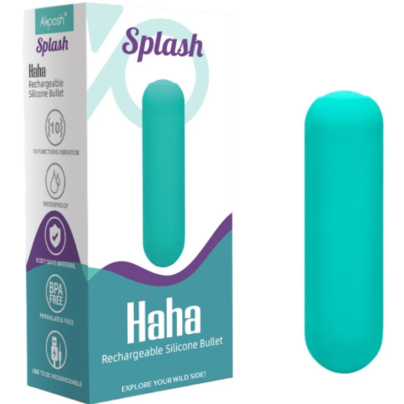 ARMONY - SPLASH HAHA VIBRADOR BALA DE SILICONA 10 VIBRACIONES 75 X 19 CM VERDE