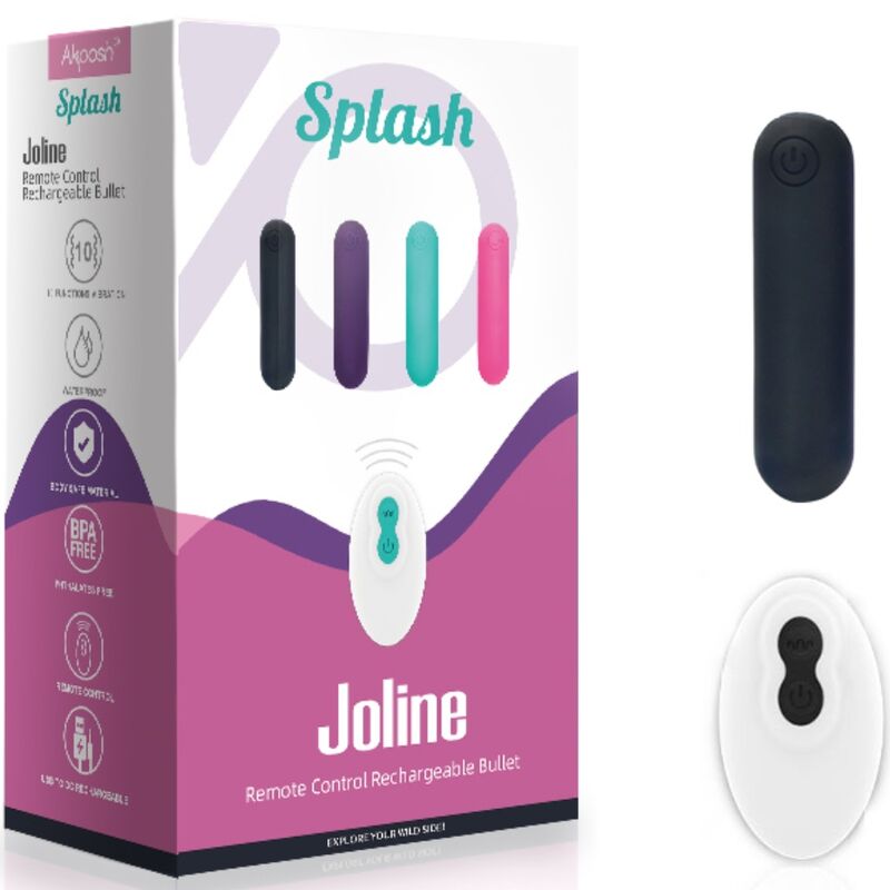 ARMONY - SPLASH JOLINE VIBRADOR BALA DE SILICONA CONTROL REMOTO 10 VIBRACIONES 65 X 15 CM NEGRO