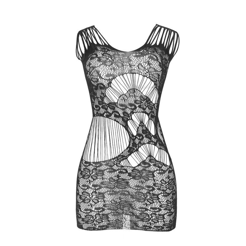 SUBBLIME - 951771 LONG DRESS WITH OPEN BACK AND BLACK FISHNET ONE SIZE