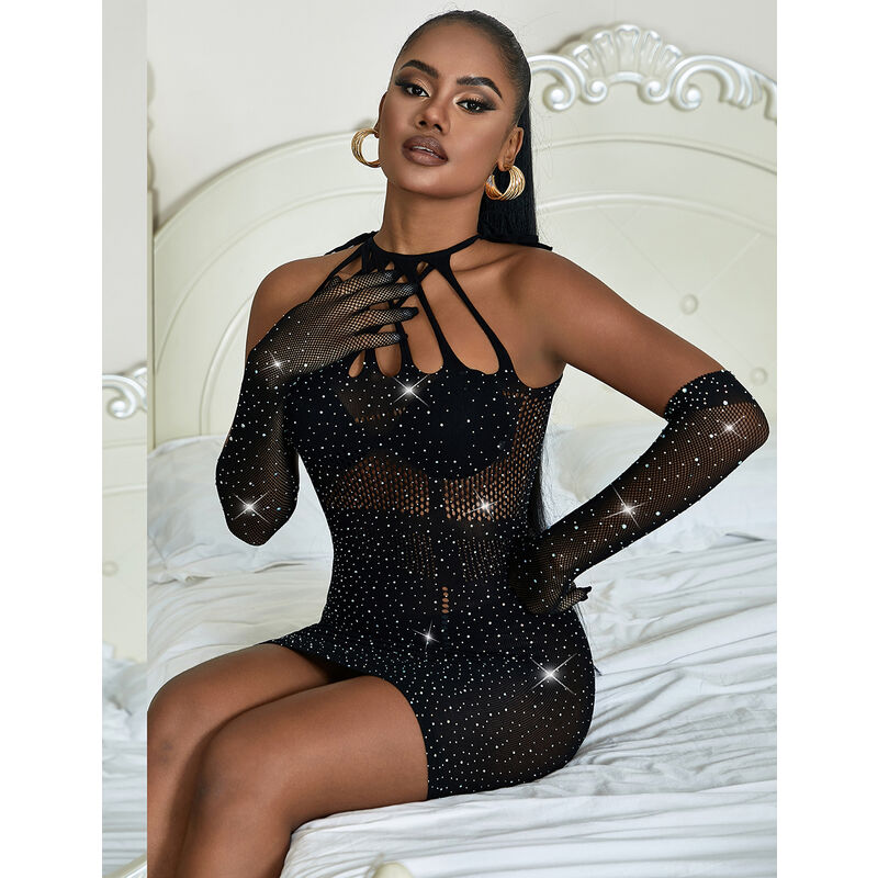 SUBBLIME - 952235 BLACK STRAP-ON NET DRESS ONE SIZE