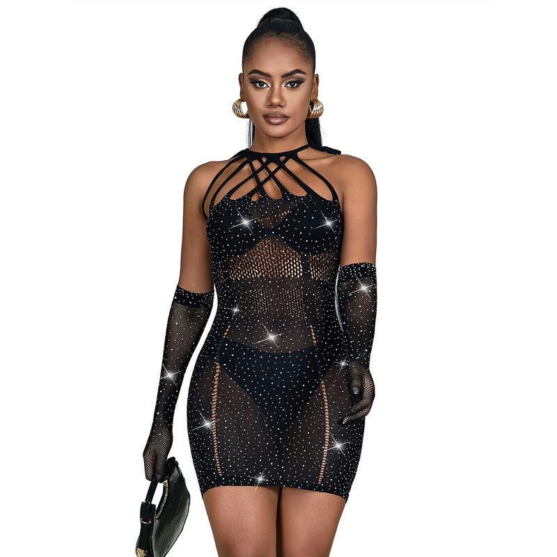 SUBBLIME - 952235 BLACK STRAP-ON NET DRESS ONE SIZE