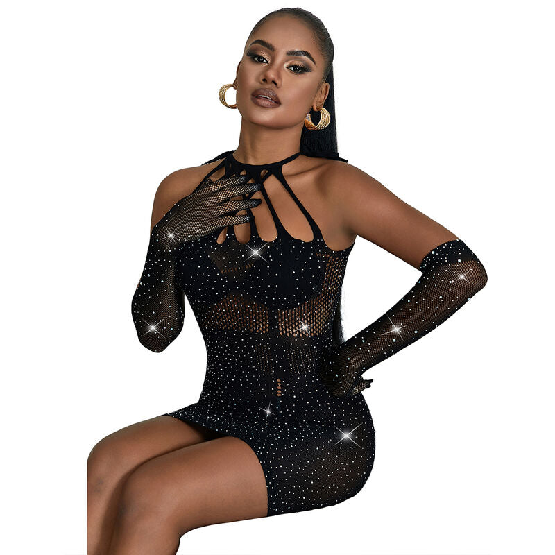 SUBBLIME - 952235 BLACK STRAP-ON NET DRESS ONE SIZE