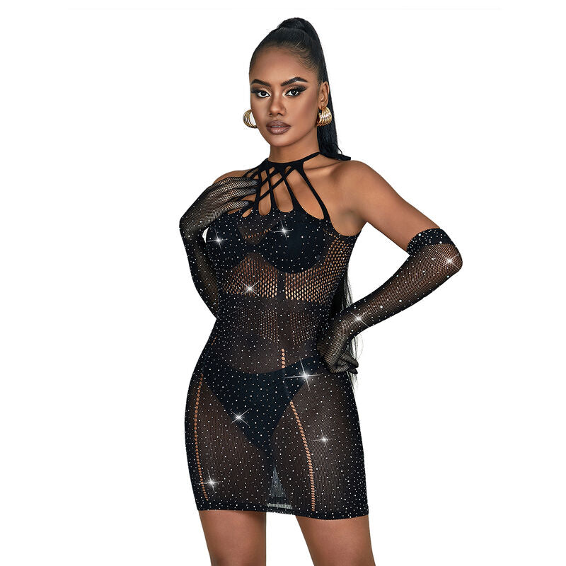 SUBBLIME - 952235 BLACK STRAP-ON NET DRESS ONE SIZE