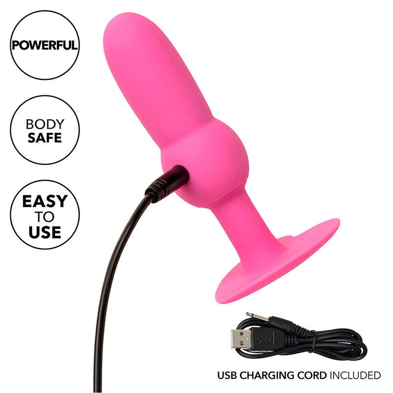 CALEXOTICS - TAPÓN ANAL PARA PRIMERA VEZ CON SONDA DE CUENTAS Y 10 VIBRACIONES ROSA