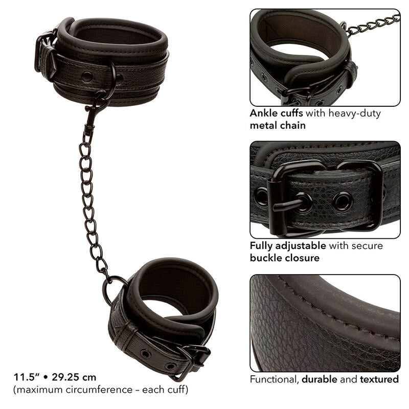 CALEXOTICS - NIGHT ANKLE CUFFS ADJUSTABLE LEATHER BLACK