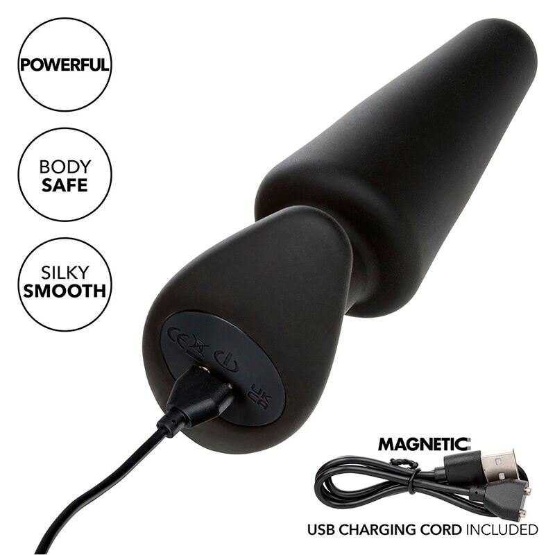 CALEXOTICS - ROCK BOTTOM TAPERED ANAL PLUG 10 VIBRATIONS BLACK SILICONE
