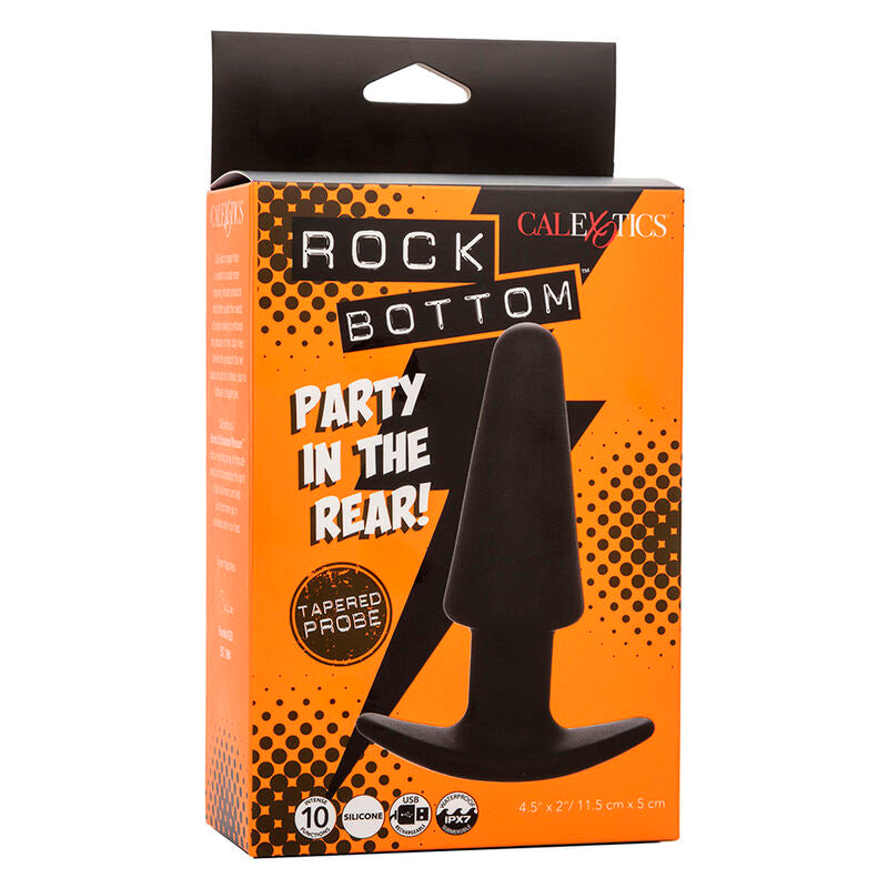 CALEXOTICS - ROCK BOTTOM TAPERED ANAL PLUG 10 VIBRATIONS BLACK SILICONE