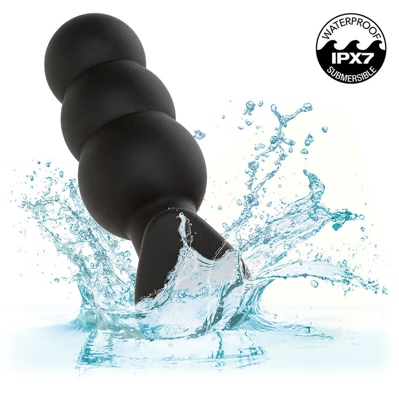 CALEXOTICS - ROCK BOTTOM ANAL PLUG WITH BALLS 10 VIBRATIONS BLACK SILICONE