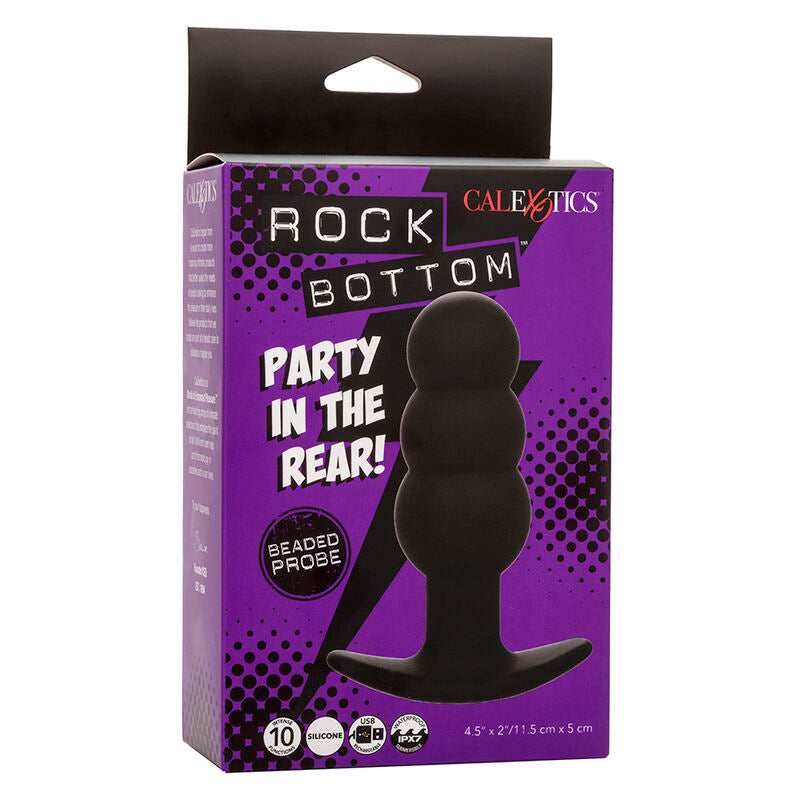 CALEXOTICS - ROCK BOTTOM ANAL PLUG WITH BALLS 10 VIBRATIONS BLACK SILICONE