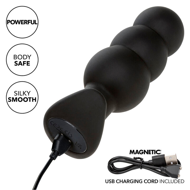 CALEXOTICS - ROCK BOTTOM ANAL PLUG WITH BALLS 10 VIBRATIONS BLACK SILICONE