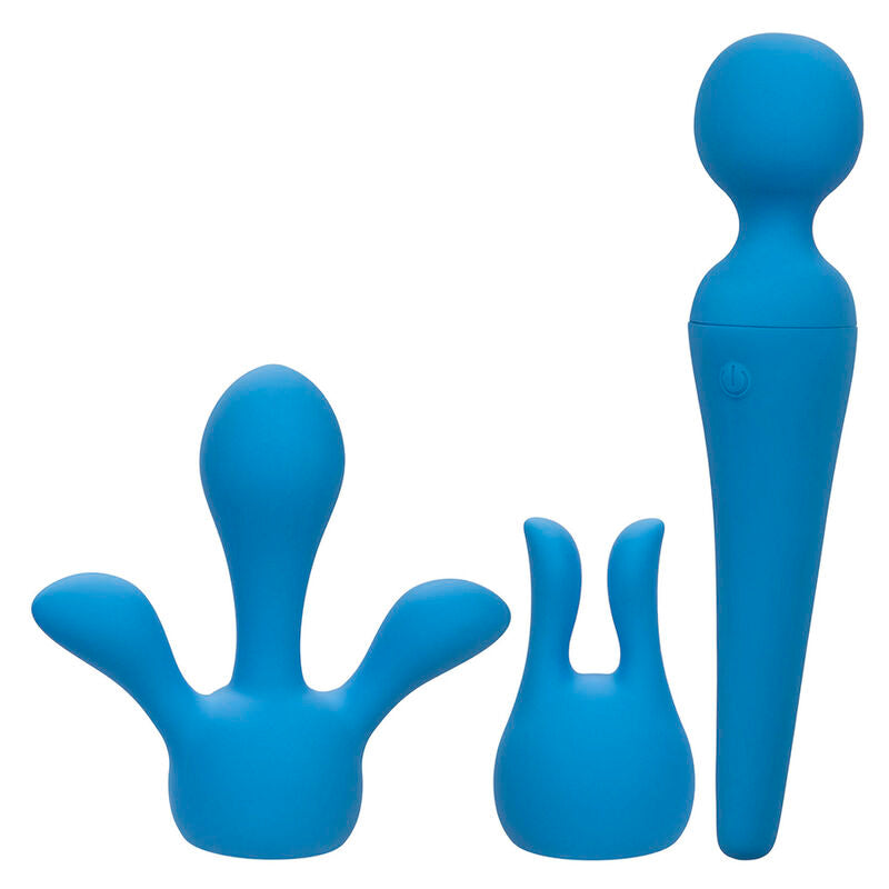 CALEXOTICS - COUTURE WAND VIBRATOR KIT 10 VIBRATIONS BLUE