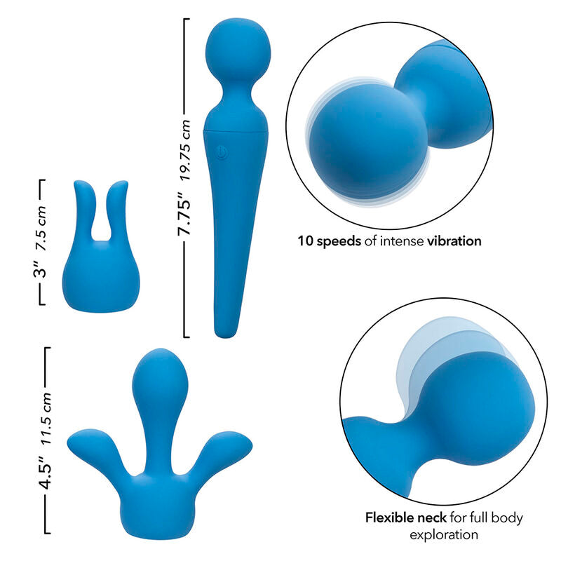 CALEXOTICS - KIT VIBRADOR COUTURE WAND 10 VIBRACIONES AZUL