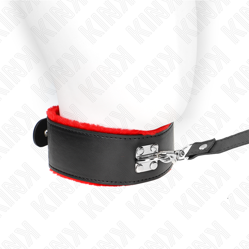 KINK - 116 CM BELT COLLAR WITH ADJUSTABLE RED LEATHER STRAP 40-48 CM X 6 CM