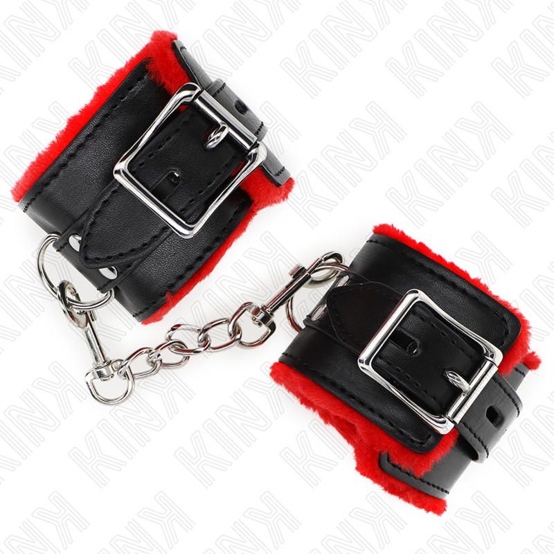 KINK - LEATHER LINING WRIST WITH SQUARE HOLES ADJUSTABLE RED AND BLACK BELT 17-29 CM X 6 CM