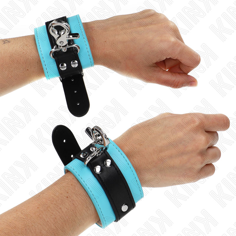 KINK - PREMIUM CLOSABLE WRIST RESTRAINTS BLACK/BLUE ADJUSTABLE 21-28 CM X 5.5 CM