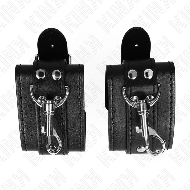 KINK - ADJUSTABLE BLACK LOCKING DUNGEON WRIST GUARDS 21-28 CM X 5.5 CM