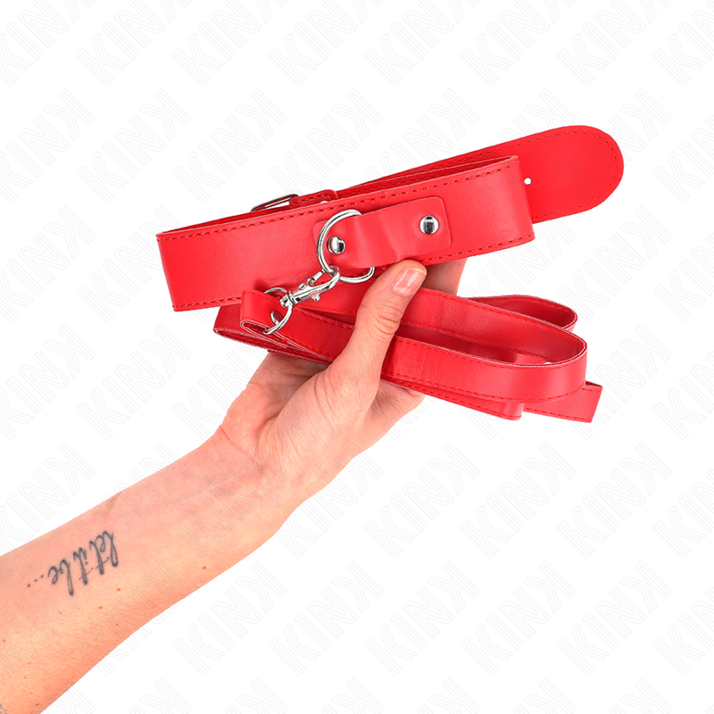 KINK - COLLAR CON CINTURÓN 116 CM CORREA ROJA AJUSTABLE 32-50 CM X 8 CM
