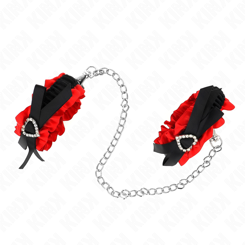 KINK - LACE ELASTIC CUFF RESTRAINTS ADJUSTABLE RED HEART DETAILS 22-35 CM