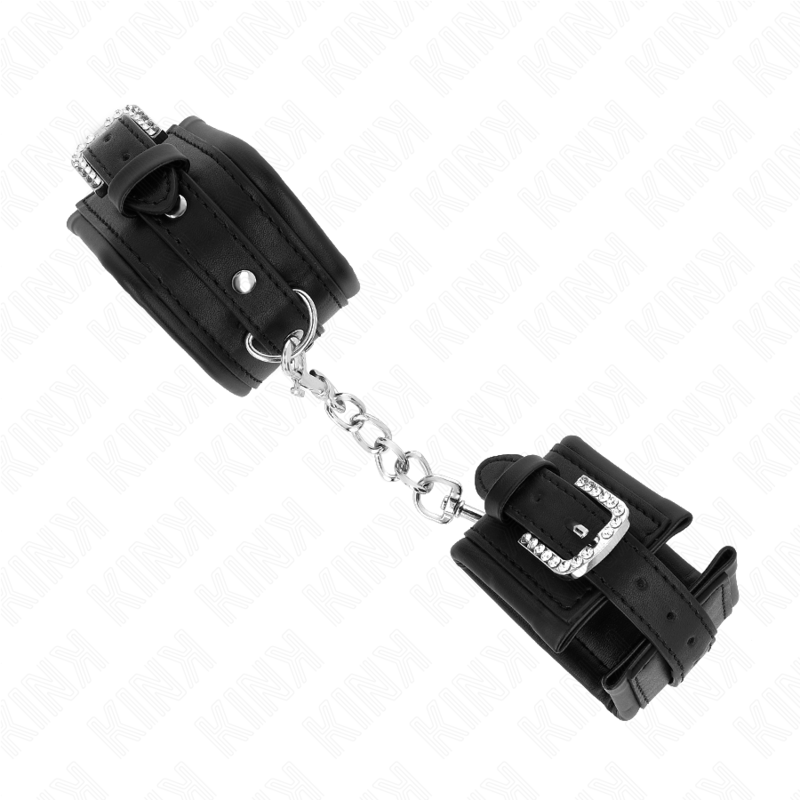 KINK - WRIST RESTRAINTS WITH ADJUSTABLE BLACK RHINESTONE BUCKLE 25-32 CM X 5.5 CM