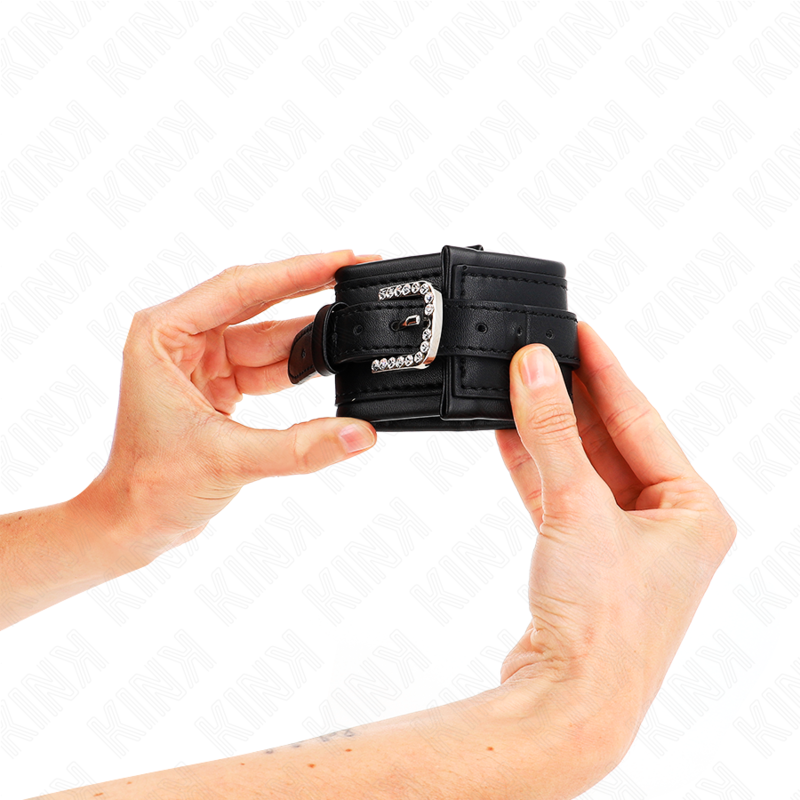 KINK - WRIST RESTRAINTS WITH ADJUSTABLE BLACK RHINESTONE BUCKLE 25-32 CM X 5.5 CM