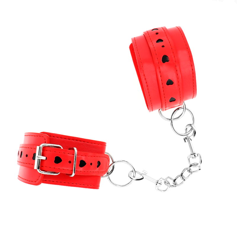 KINK - RED WRIST WITH ADJUSTABLE BLACK HEART INSERT 21-28 CM X 5.5 CM