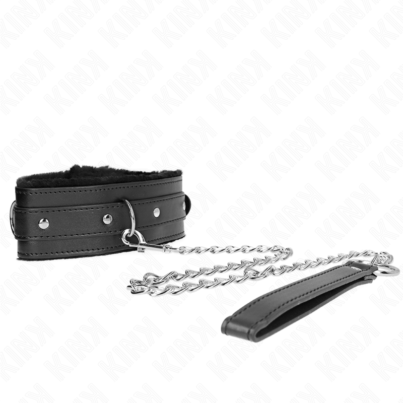 KINK - 65 CM COLLAR WITH LEASH WITH RESTRICTIONS BLACK 36-42 CM X 5.5 CM