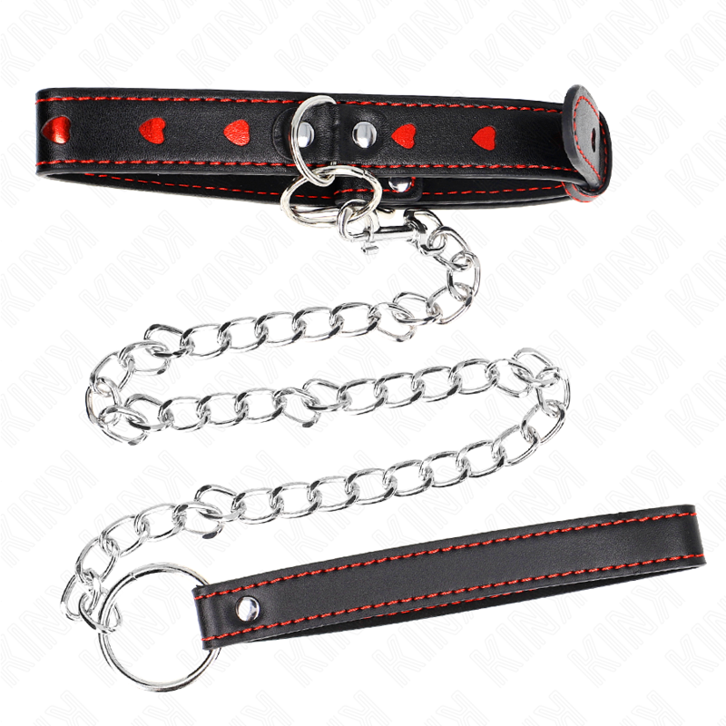 KINK - COLLAR CON CORREA 65 CM DETALLES DE CORAZÓN 52,5 X 2,5 CM