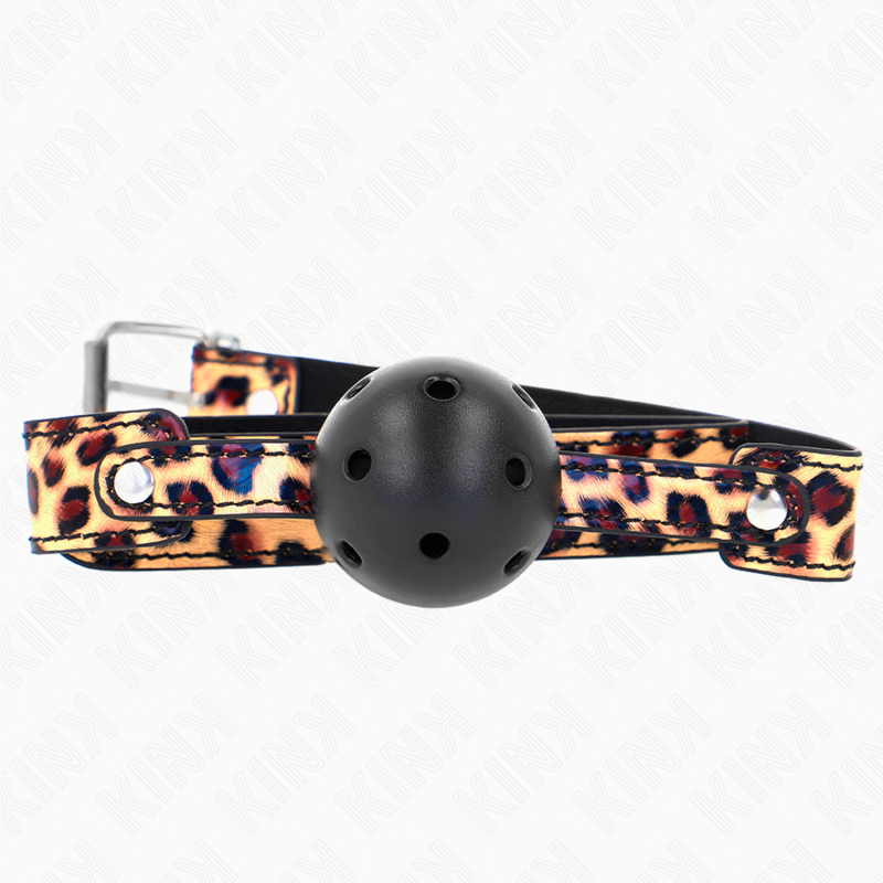 KINK - MORDAZA DE PELOTA DE LEOPARDO TRANSPIRABLE DE 4,5 CM 65 x 2,5 CM