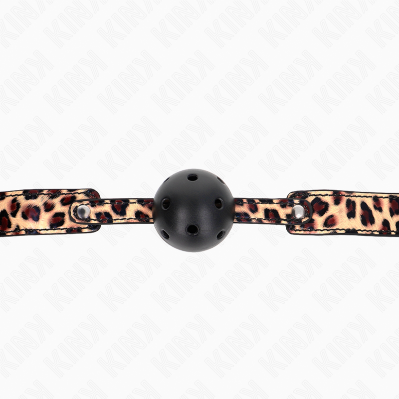 KINK - MORDAZA DE PELOTA DE LEOPARDO TRANSPIRABLE DE 4,5 CM 65 x 2,5 CM